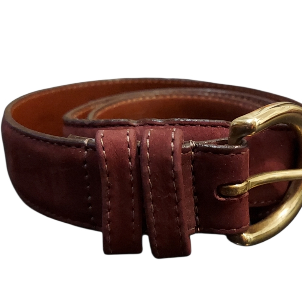 Coach Vintage Nubuck Calfskin Eggplant Leather Belt Small With Brass - Picture 2 of 6